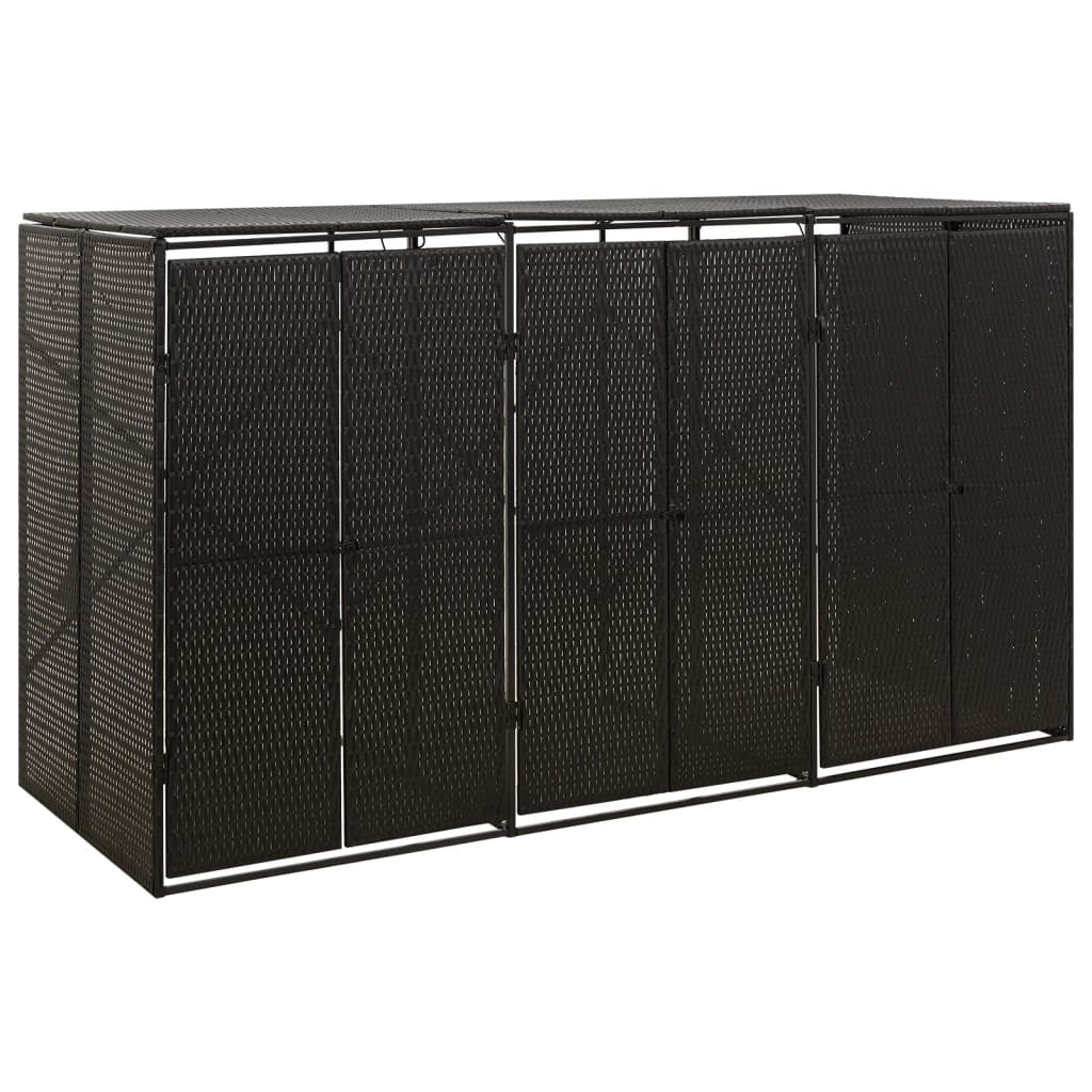 Vidaxl Container Storage Triple 207x80x117 cm Poly Rattan Black