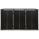 Vidaxl Container Storage Triple 207x80x117 cm Poly Rattan Black