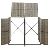 VidaXL Containerberging dubbel 140x80x117 cm poly rattan grijs