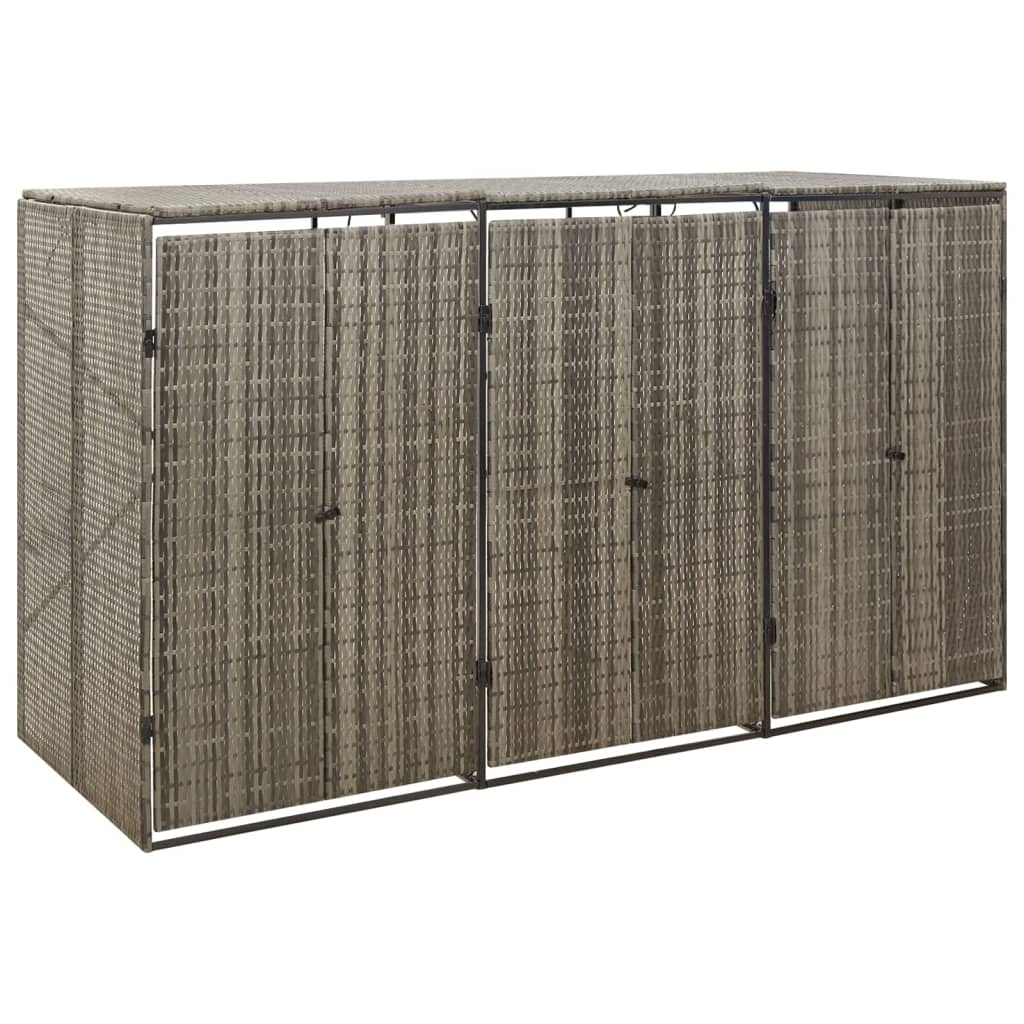 Stockage de conteneur Vidaxl STRÉBBEL 207X80X117 CM POLY RATTAN GRY