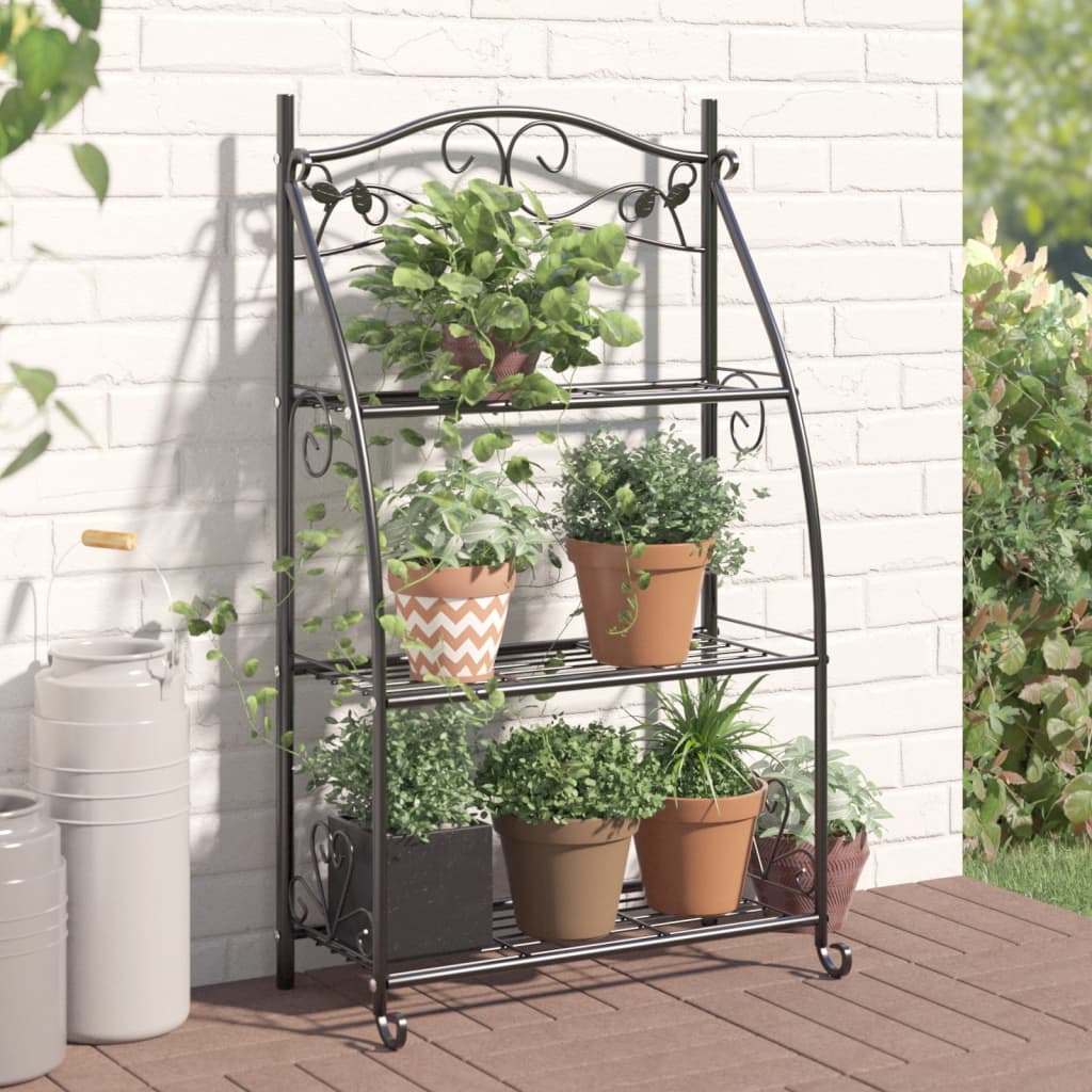 Vidaxl Blummen Rack 56x30x96 cm Stahl schwaarz