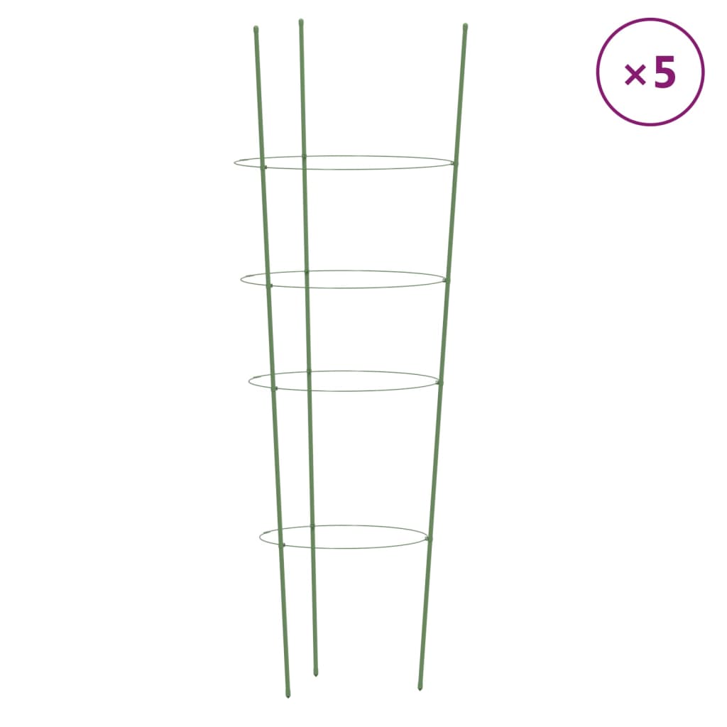 Vidaxl Plantrests 5 st med 4 ringar 90 cm stålgrönt