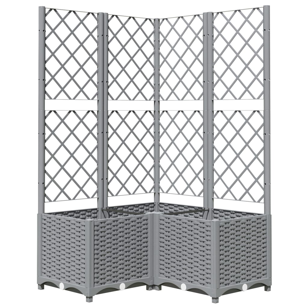 Planteur Vidaxl avec slat 80x80x136 cm en polypropène gris clair