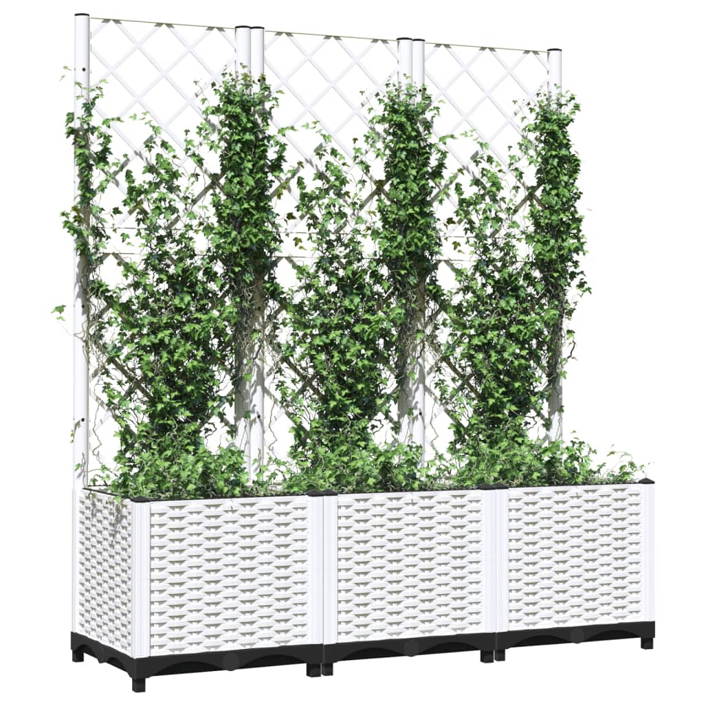 Jardinière Vidaxl avec latwerk 120x40x136 cm en polypropène blanc