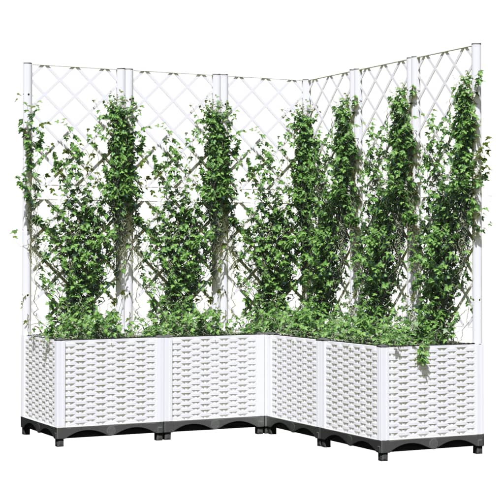 Vidaxl Planter med Latwerk 120x120x136 cm polypropenvitt