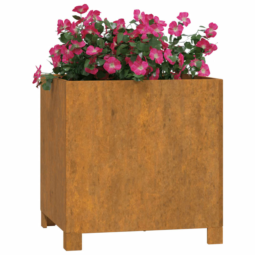 Macetas Vidaxl con piernas 2 st oxty 42x40x43 cm Corten Steel