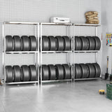 Vidaxl Tire Racks 2-skikt 3 st 110x40x180 cm stål silverfärgad