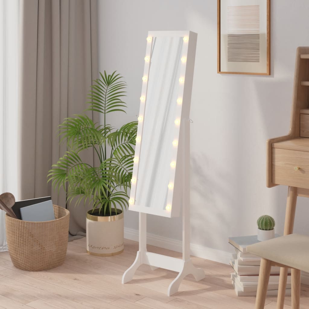 Vidaxl Mirror fristående med lysdioder 34x37x146 cm vit