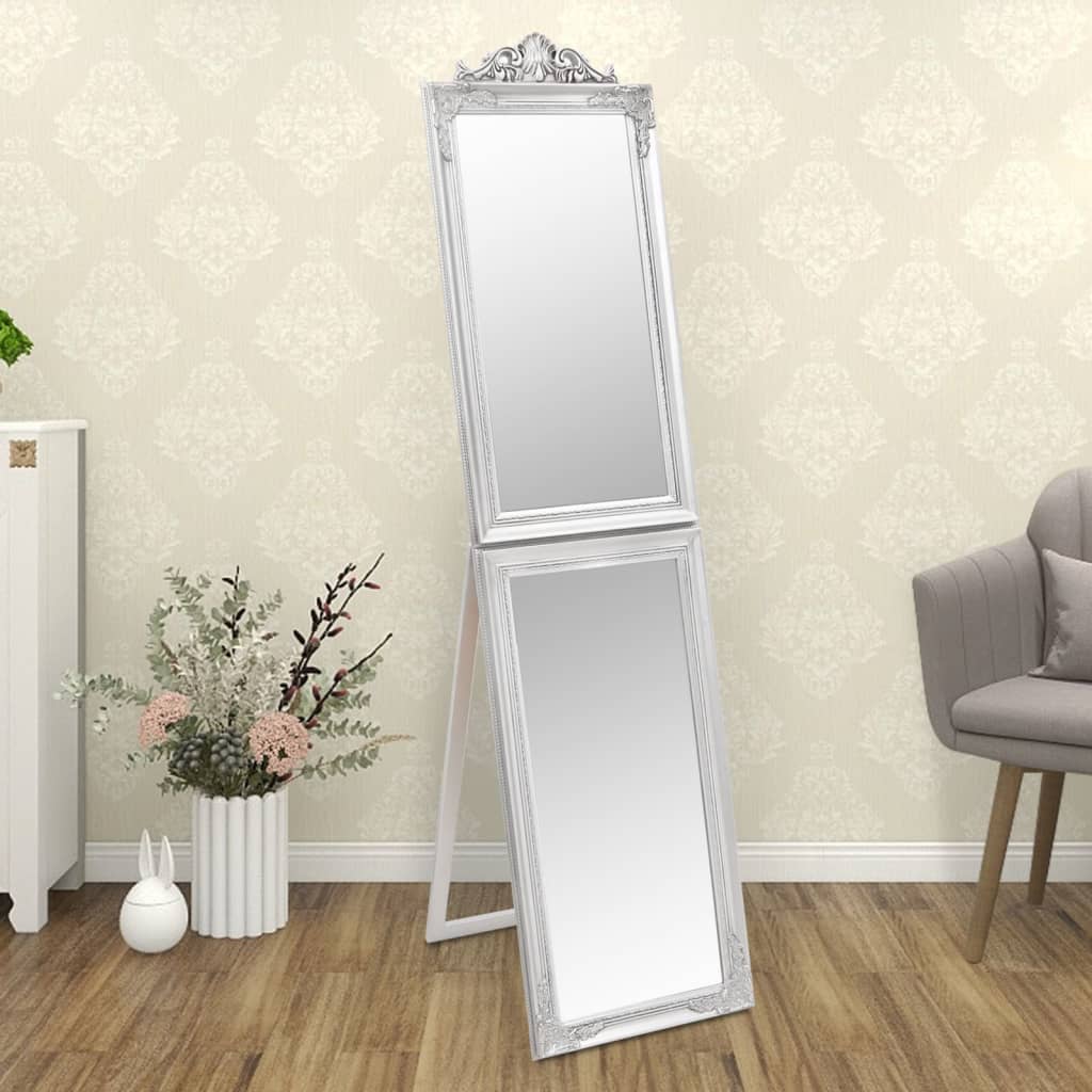 Vidaxl Mirror frittliggende 45x180 cm hvit sølvfarget