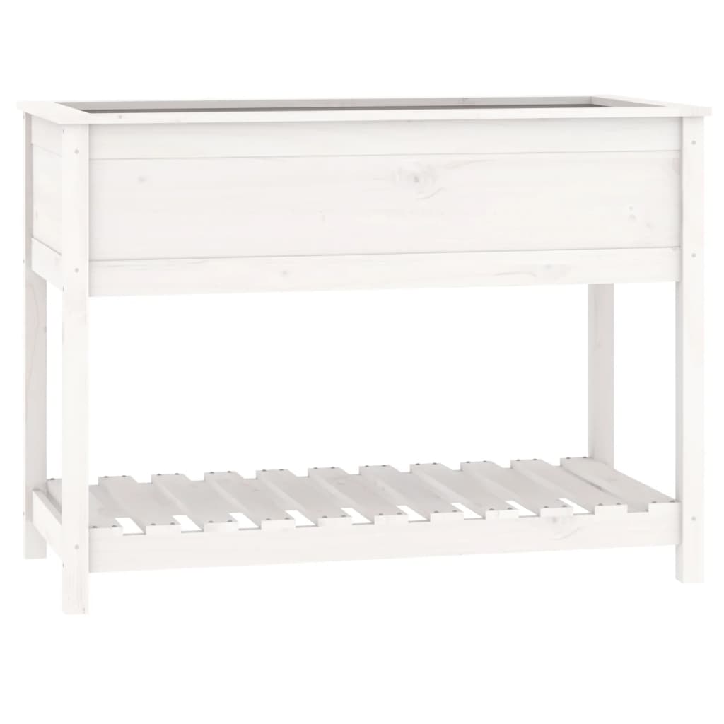 Plantilla Vidaxl con estante 111.5x54x81 cm de pino sólido blanco blanco