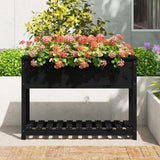 Vidaxl -planter med hylle 111.5x54x81 cm Solid Pine Pine Black