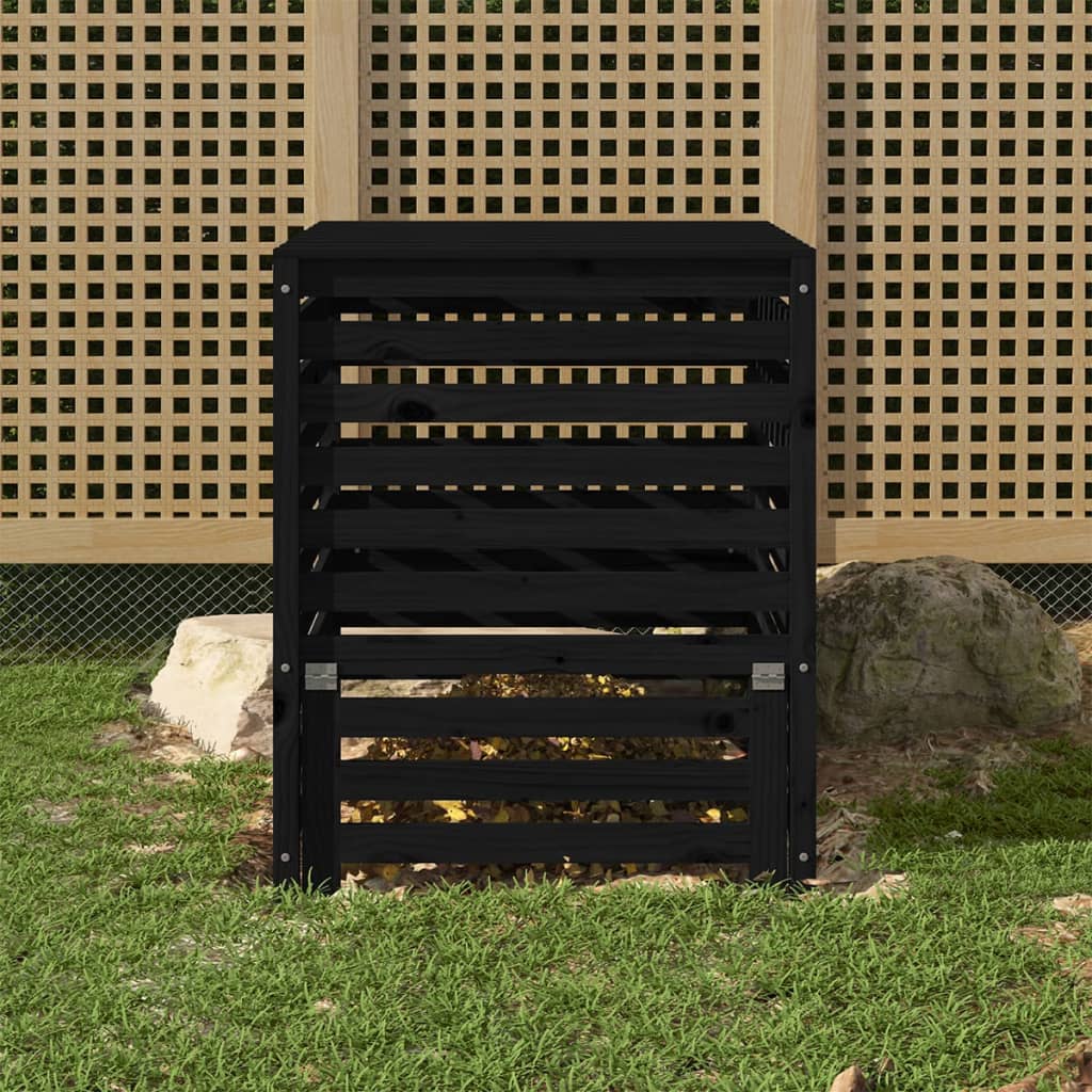 Vidaxl Compost Bin 82.5x82.5x99.5 cm Solid furu tre svart