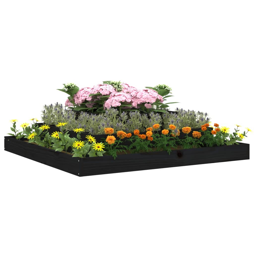 Vidaxl Planter Big 110x110x27 cm Solid furu svart