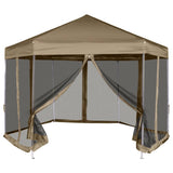 Tienda de fiesta Vidaxl con paredes hexagonales 3.6x3.1 m taupe 220 g m²