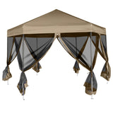 Tienda de fiesta Vidaxl con paredes hexagonales 3.6x3.1 m taupe 220 g m²