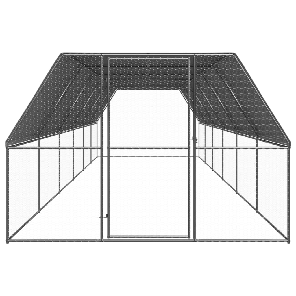 Vidaxl Loft al aire libre para pollos 3x12x2 M Galvanized Steel