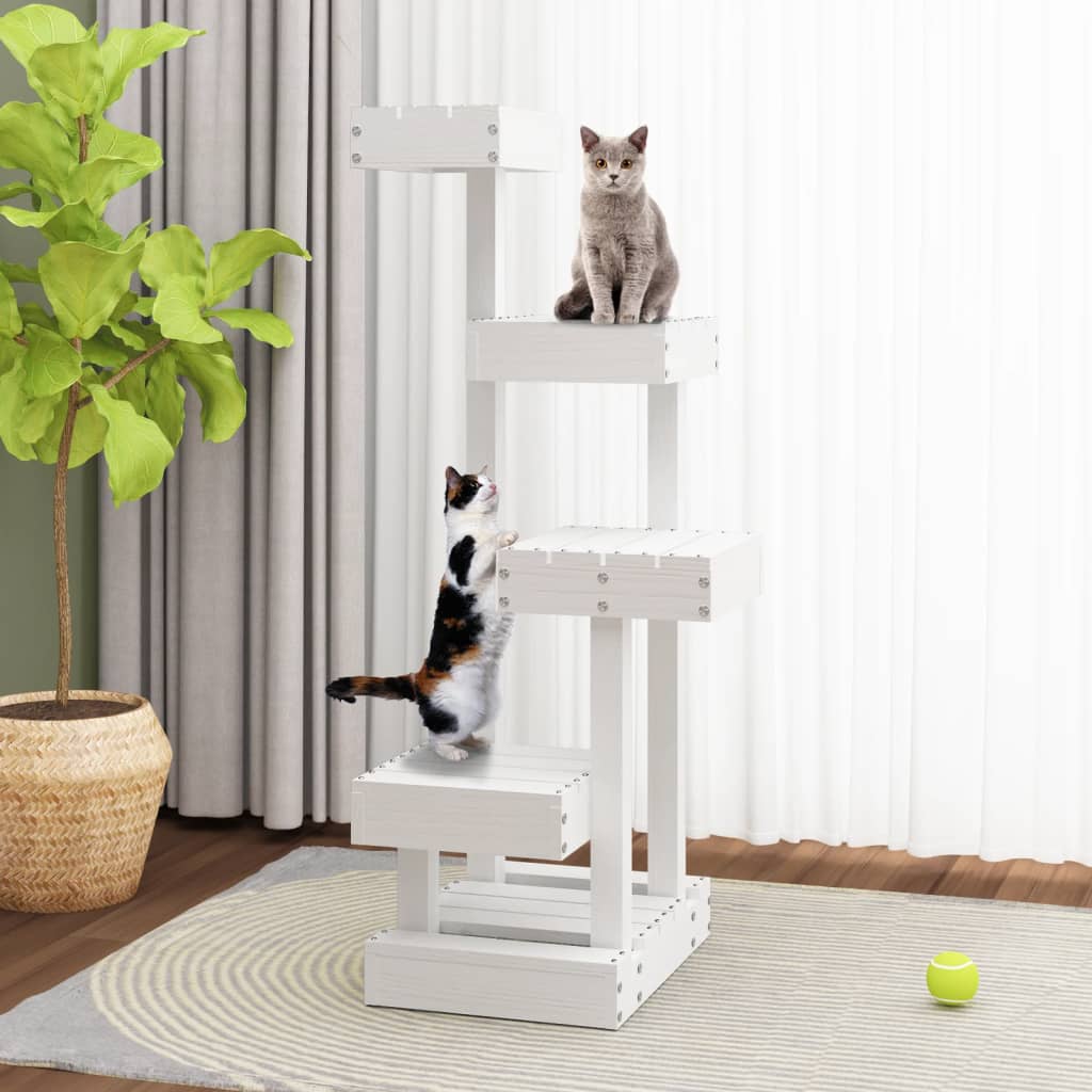 Vidaxl Cat Furniture 45.5x49x103 cm Pino solido bianco