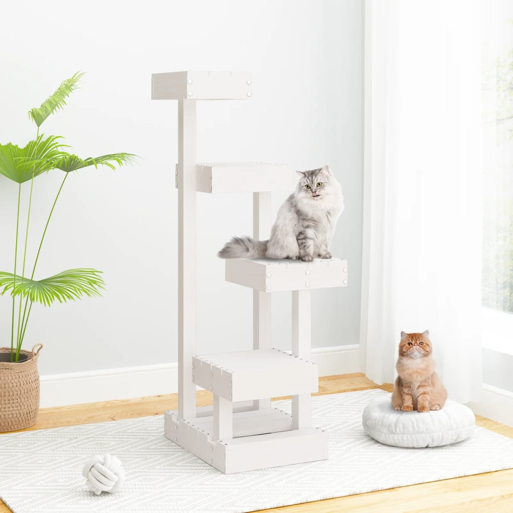 Vidaxl Cat Furniture 45.5x49x103 cm Pino solido bianco