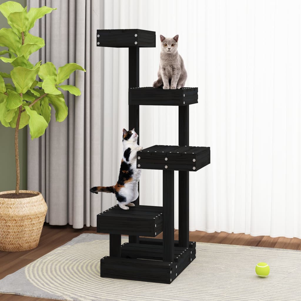 Vidaxl Cat Furniture 45.5x49x103 cm Solid fyrretræ sort