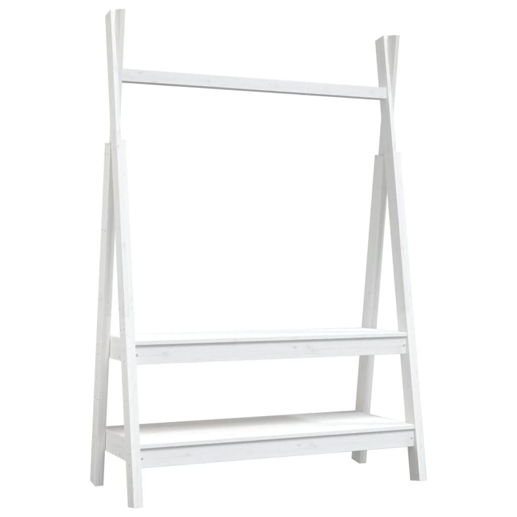 Vidaxl Ropa Rack 100x45.5x150 cm Pino sólido White