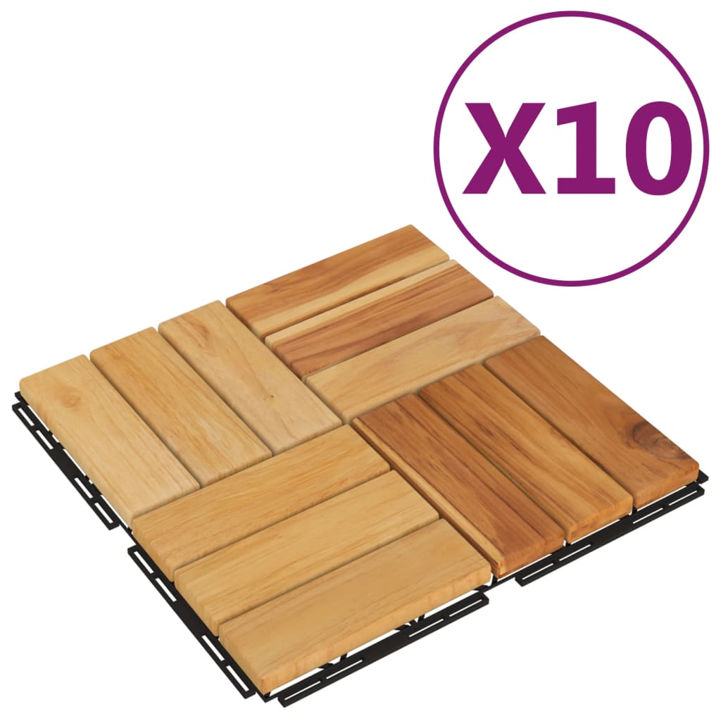 Vidaxl Terrace Tiles 10 PCS 30x30 cm de madera de teca sólida