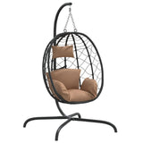 Vidaxl Hanging sedia con cuscino poli rattan e acciaio taupe