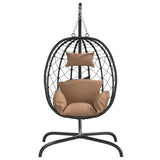 Vidaxl Hanging sedia con cuscino poli rattan e acciaio taupe