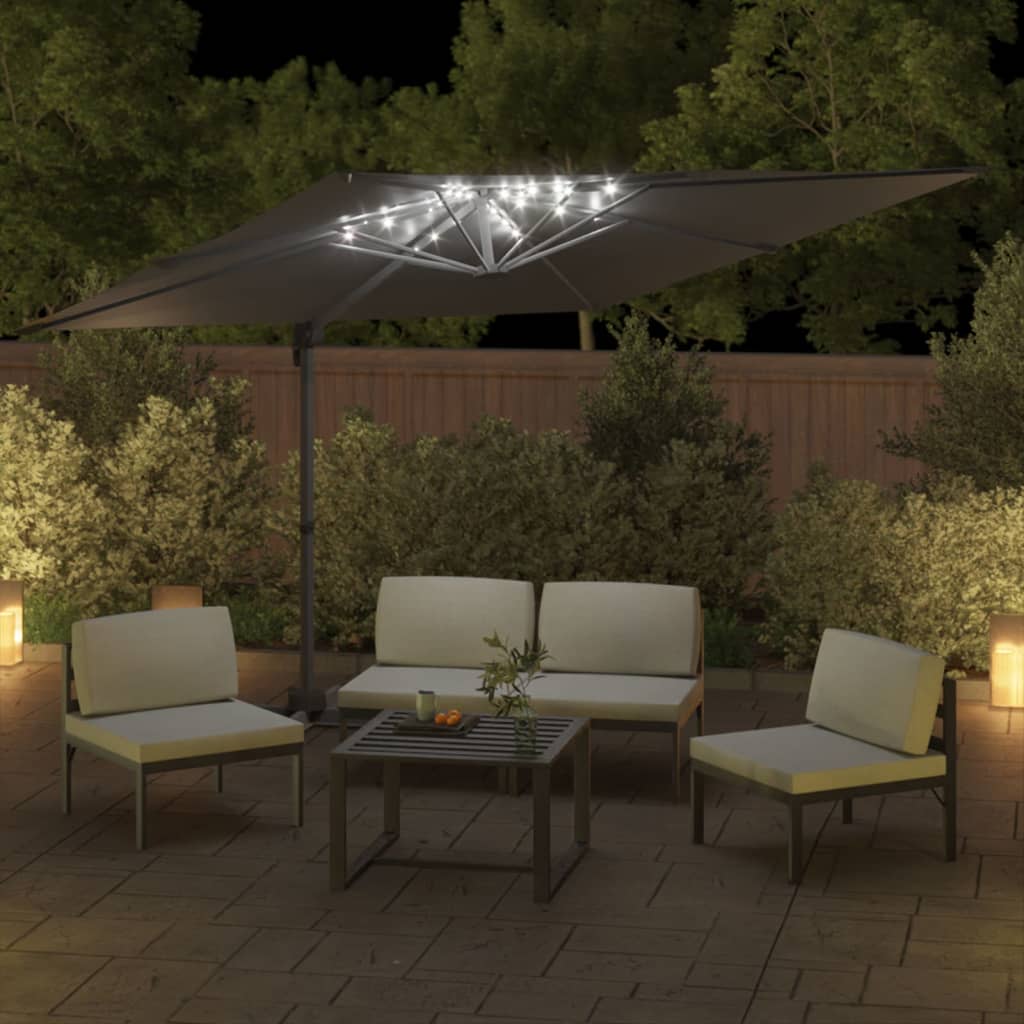 Vidaxl-schwimmendes Parasol mit LED-Beleuchtung 400 x 300 cm Anthrazitfarben