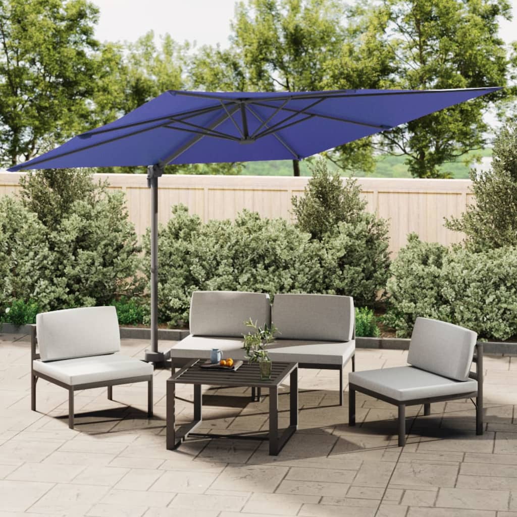 VidaXL Zweefparasol met LED-verlichting 400x300 cm azuurblauw