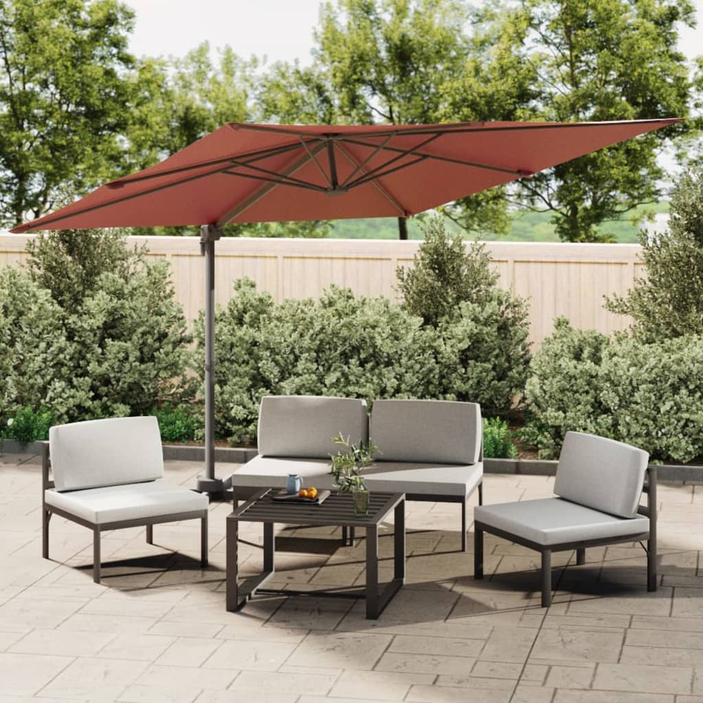 Vidaxl Floating parasol with LED lighting 400x300 cm terracotta-colored