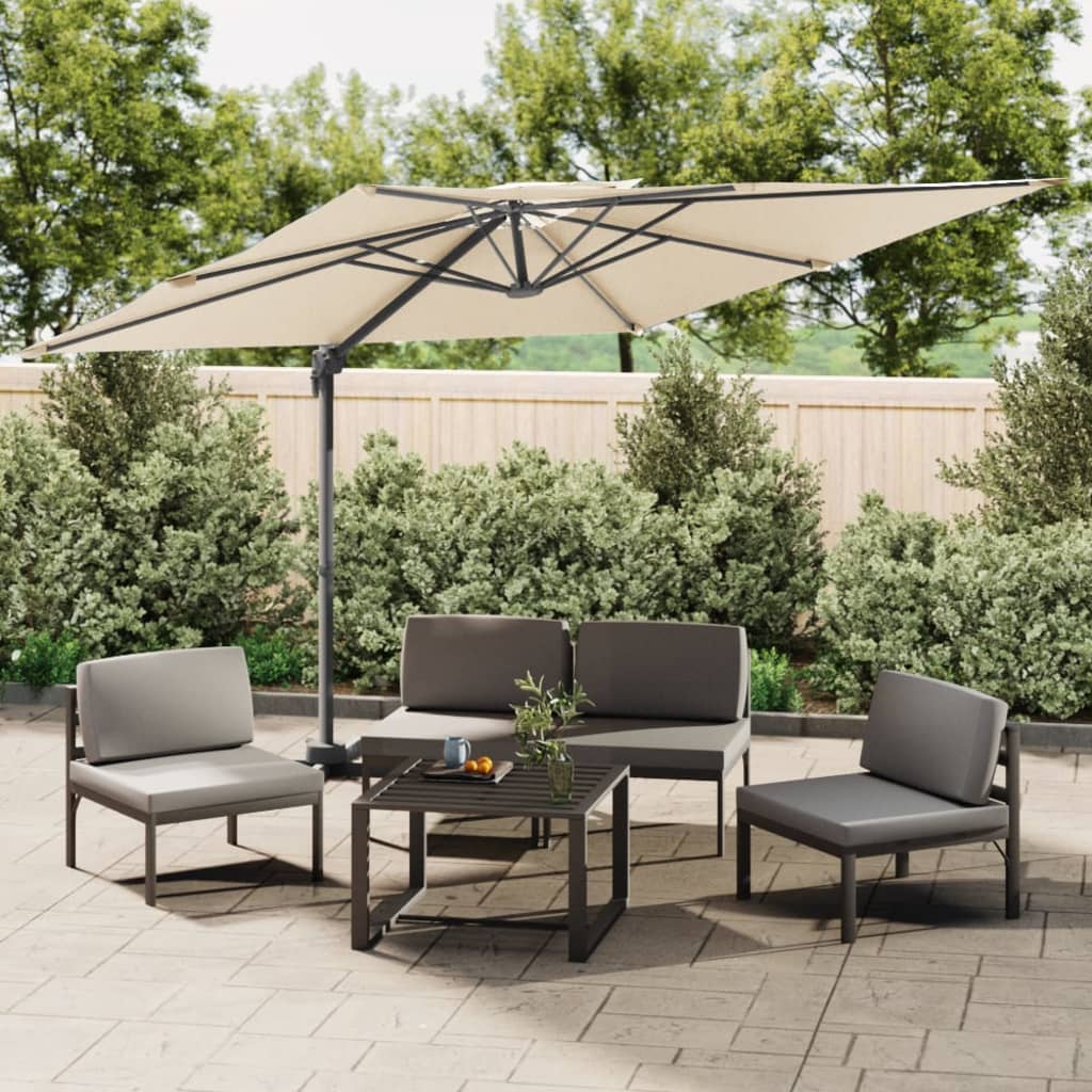 VidaXL Zweefparasol met dubbel dak 300x300 cm zandwit