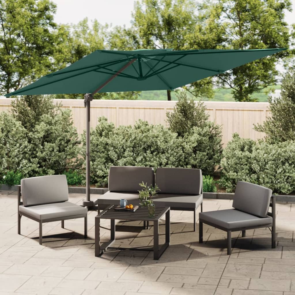 VidaXL Zweefparasol met dubbele bovenkant 400x300 cm groen