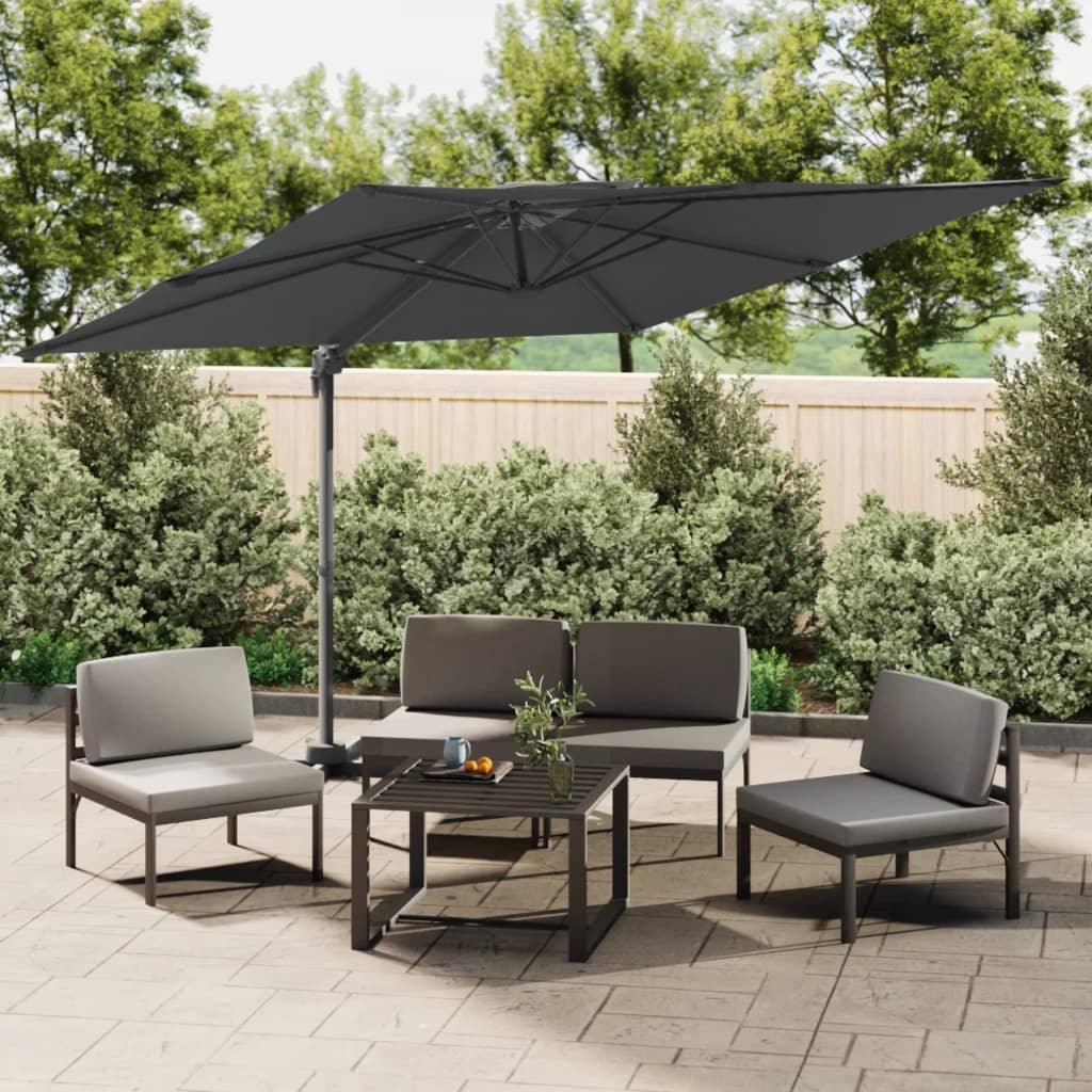 VidaXL Zweefparasol met dubbel dak 400x300 cm antracietkleurig