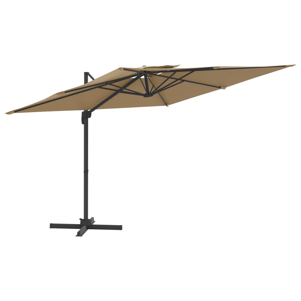 Vidaxl Floating Parasol s dvojitým top 400x300 cm taupe