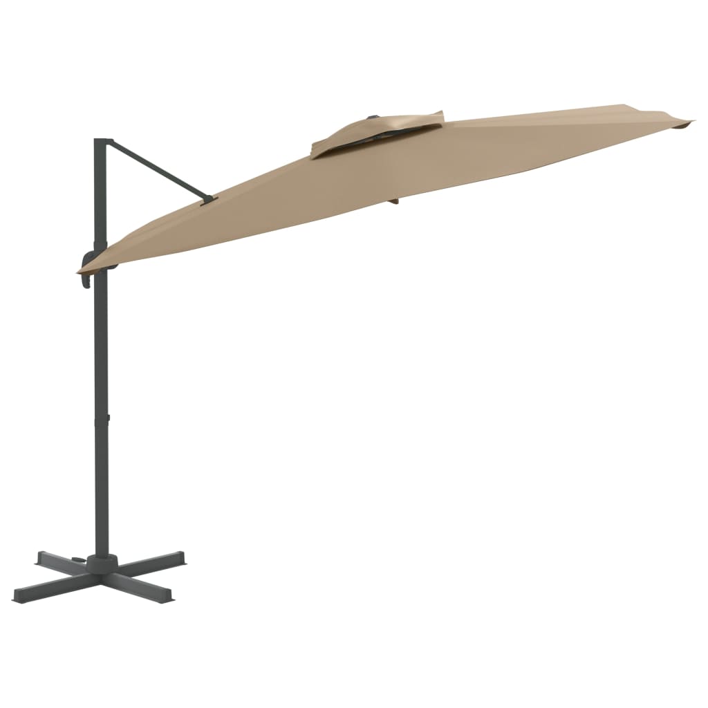 Vidaxl Floating Parasol s dvojitým top 400x300 cm taupe