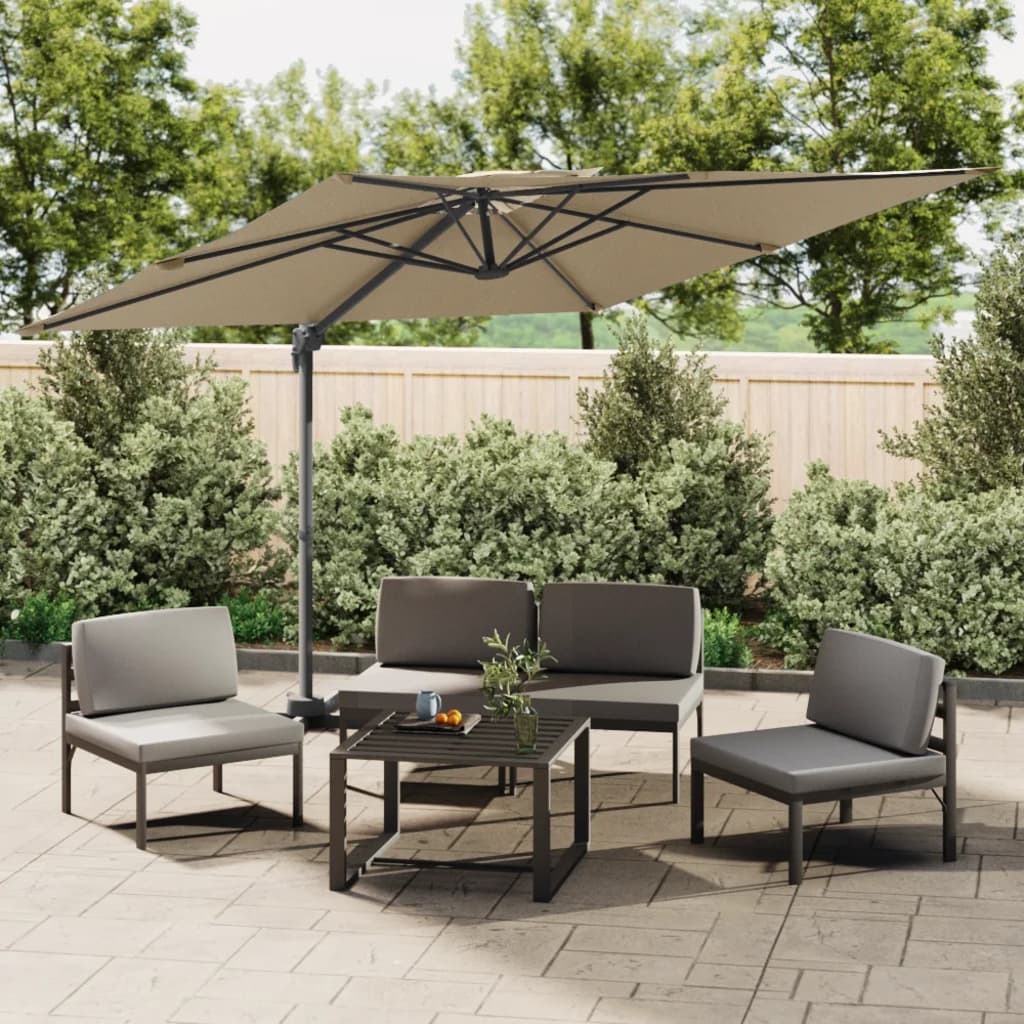 Vidaxl Floating Parasol s dvojitým top 400x300 cm taupe