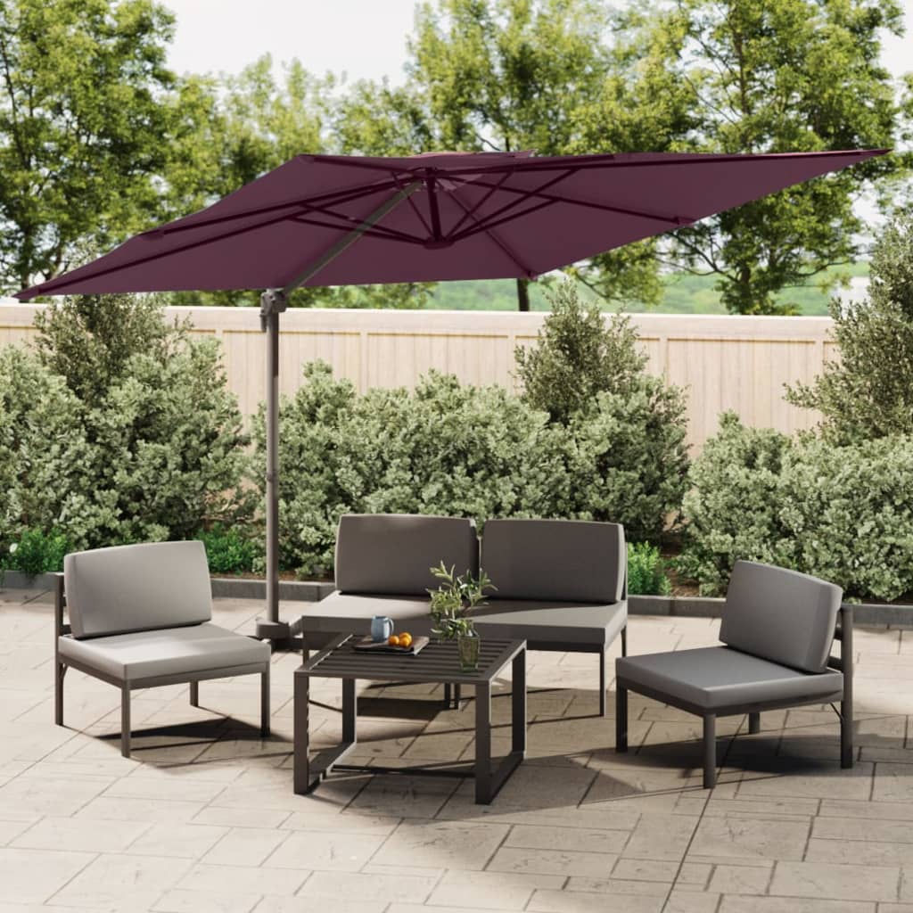 VidaXL Zweefparasol met dubbel dak 400x300 cm bordeauxrood