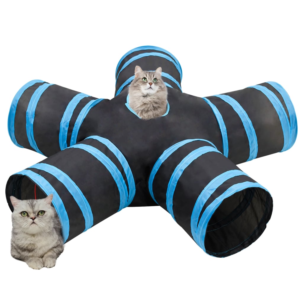 Vidaxl Cat Tunnel 5 fois 25 cm Polyester noir et bleu