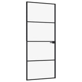 VidaXL Binnendeur 83x201,5 cm gehard glas en aluminium smal zwart