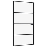 VidaXL Binnendeur 102x201,5 cm gehard glas en aluminium smal zwart