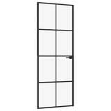 VidaXL Binnendeur 76x201,5 cm gehard glas en aluminium smal zwart