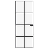 VidaXL Binnendeur 76x201,5 cm gehard glas en aluminium smal zwart