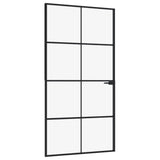 VidaXL Binnendeur 102x201,5 cm gehard glas en aluminium smal zwart