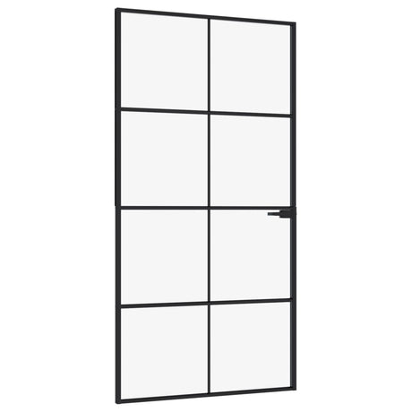 VidaXL Binnendeur 102x201,5 cm gehard glas en aluminium smal zwart