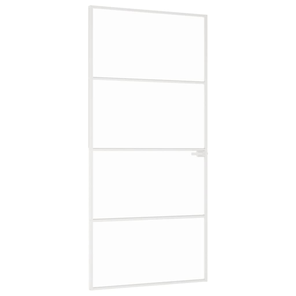 VidaXL Binnendeur 93x201,5 cm gehard glas en aluminium smal wit