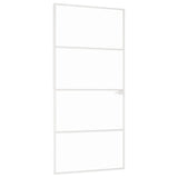 VidaXL Binnendeur 93x201,5 cm gehard glas en aluminium smal wit