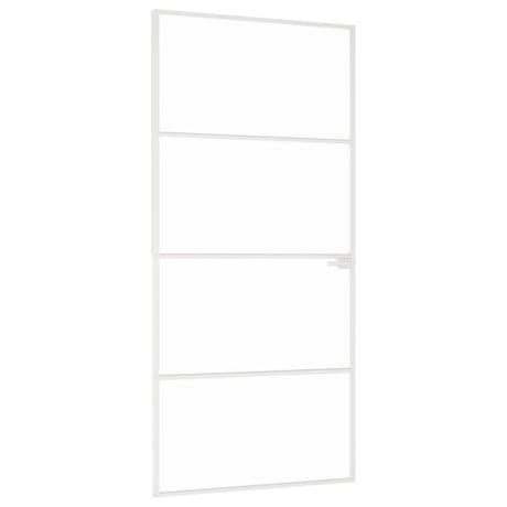 VidaXL Binnendeur 93x201,5 cm gehard glas en aluminium smal wit