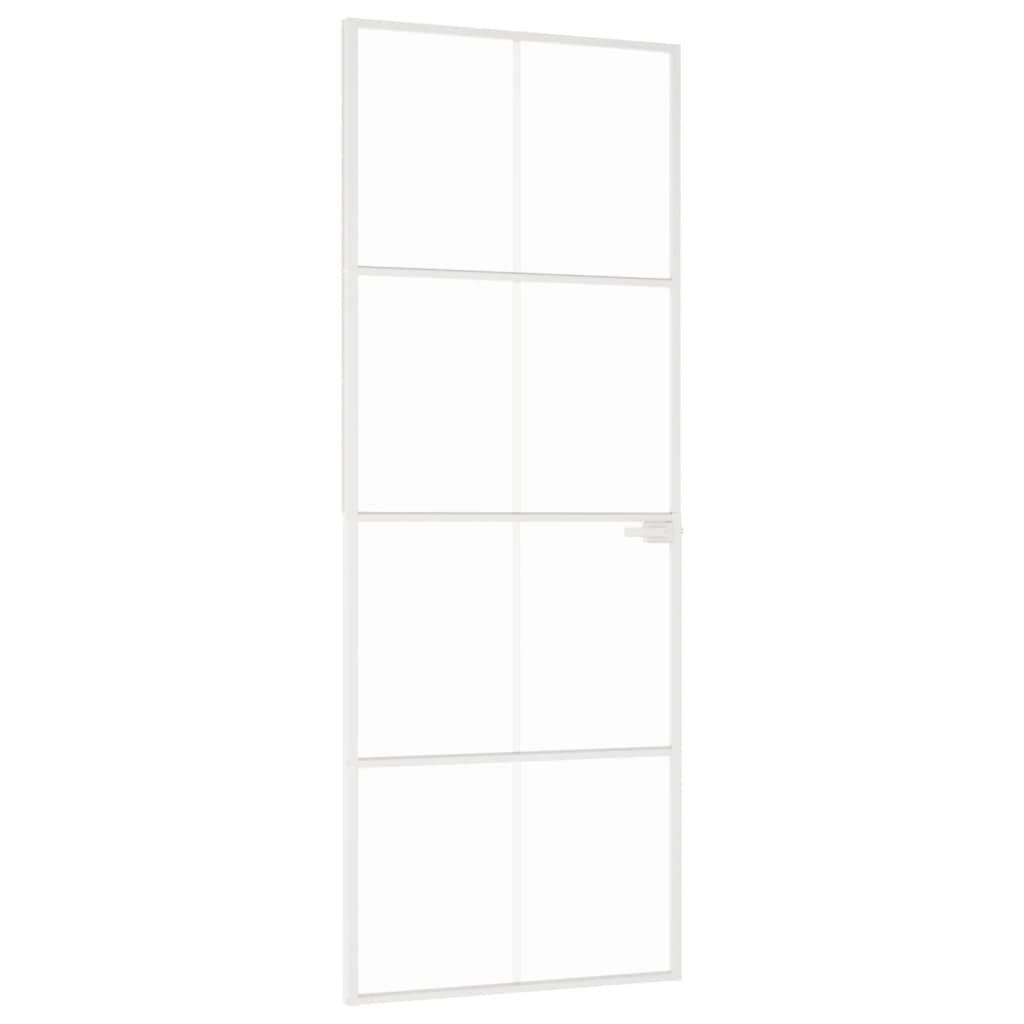 VidaXL Binnendeur 76x201,5 cm gehard glas en aluminium smal wit