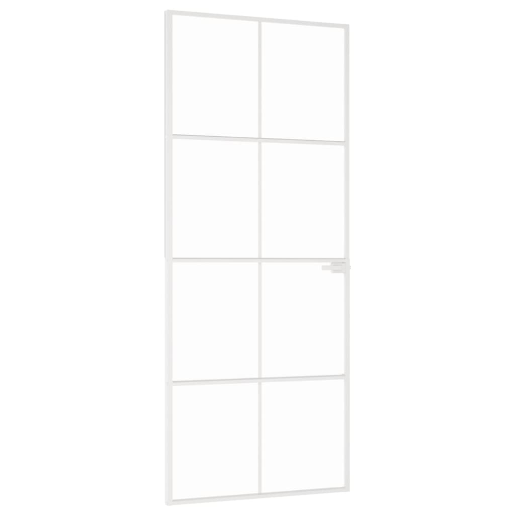 VidaXL Binnendeur 83x201,5 cm gehard glas en aluminium smal wit