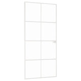 VidaXL Binnendeur 93x201,5 cm gehard glas en aluminium smal wit